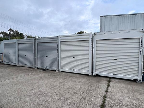 a row 10ft storage containers at sunshine coast storage